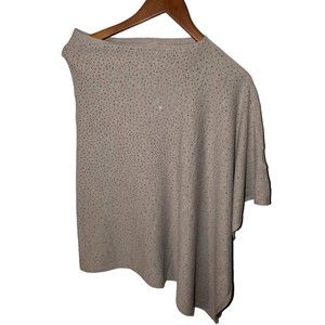 La Fiorentina Beaded Rhinestone Embellished Poncho Taupe Women's One Size‎